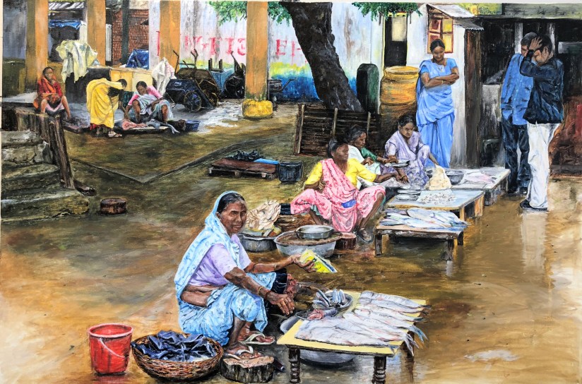 Fish market after the rain - 36x24in
