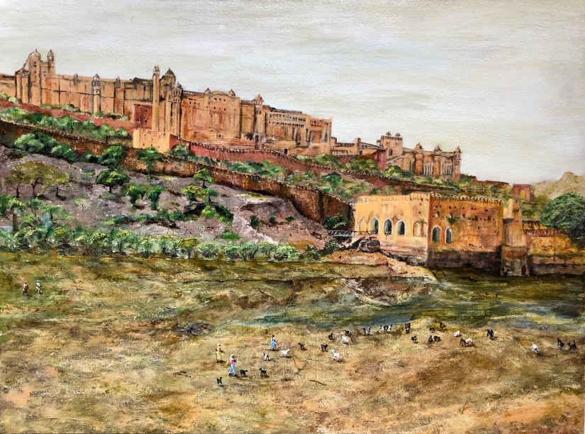 Grazing at Amer Fort 28x21in